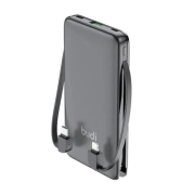 پاوربانک بودی 10000 میلی آمپر 20 وات مدل Budi PB088B دارای یک خروجی USB و دو کابل خروجی USB-C و لایتنینگ با گارانتی 18 ماهه شرکتی (6 ماه تعویض)