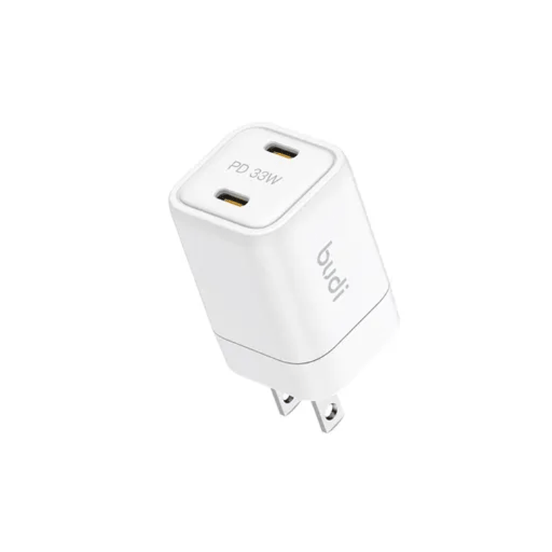 شارژر دیواری 33 وات بودی مدل Budi AC016RSW با دو خروجی USB-C - سفید 1