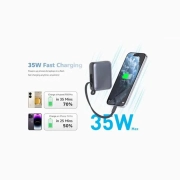 پاوربانک 10000 میلی آمپر کیو سی وای 35 وات مدل QCY PB10C با گارانتی 18 ماهه شرکتی - خاکستری
