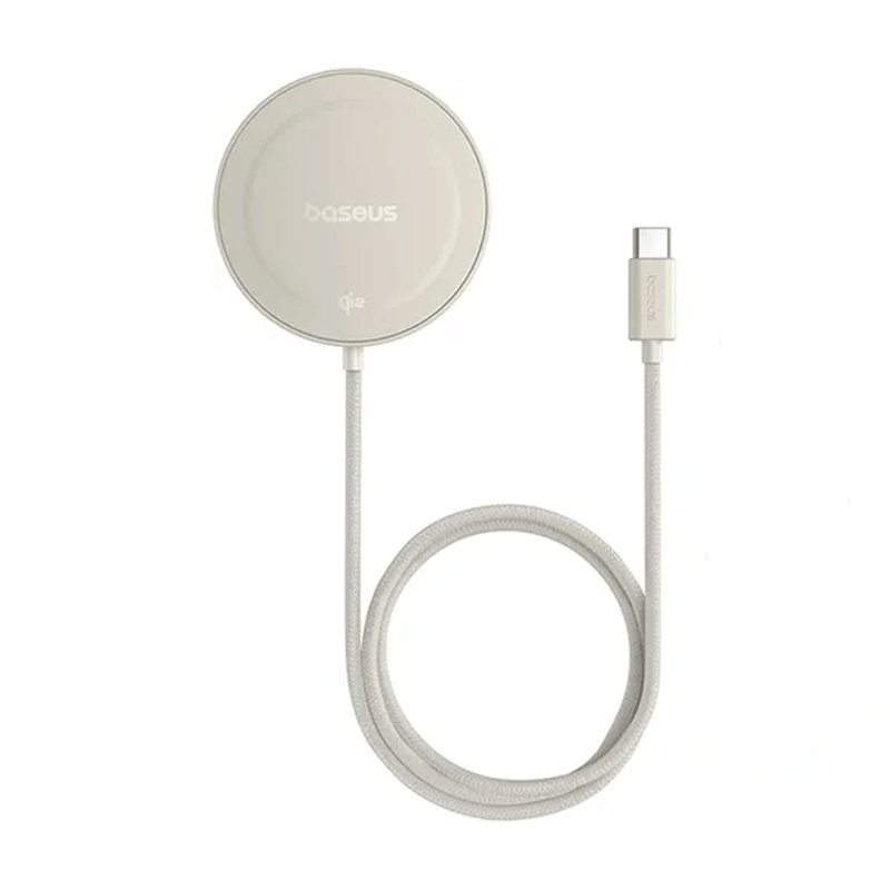 شارژر بی سیم 15 وات و استند باسئوس مدل Baseus Simple Mini 4 Magnetic Wireless Charging Stand Qi2 به همراه کابل USB-C - طلایی