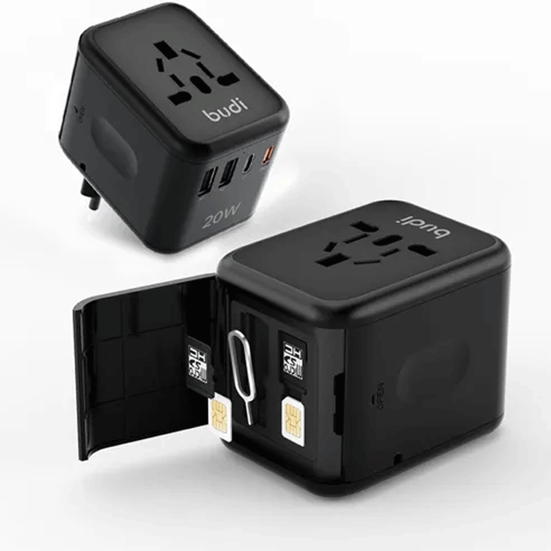 شارژر دیواری 20 وات بودی مدل Budi AC358B20 با 2 خروجی USB و 2 خروجی USB-C دارای سری های مختلف - مشکی اتصال 5
