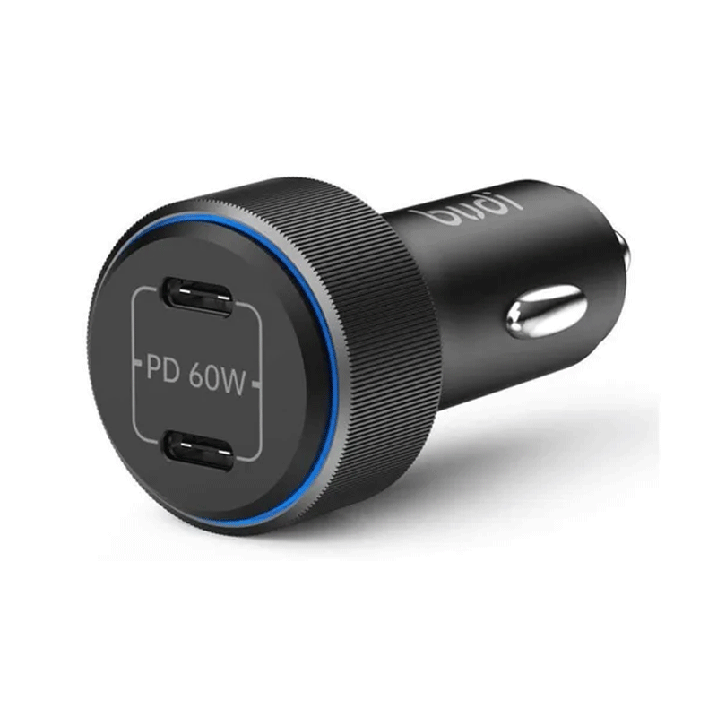 شارژر فندکی 60 وات بودی مدل Budi CC632RB با دو خروجی USB-C - مشکی 3