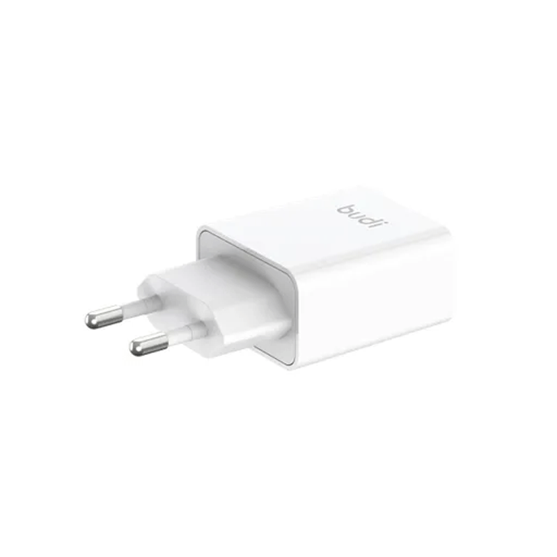 شارژر دیواری 12 وات بودی مدل Budi AC356ETW دو پین با دو خروجی USB به همراه کابل USB به USB-C طول 1 متر - سفید 1