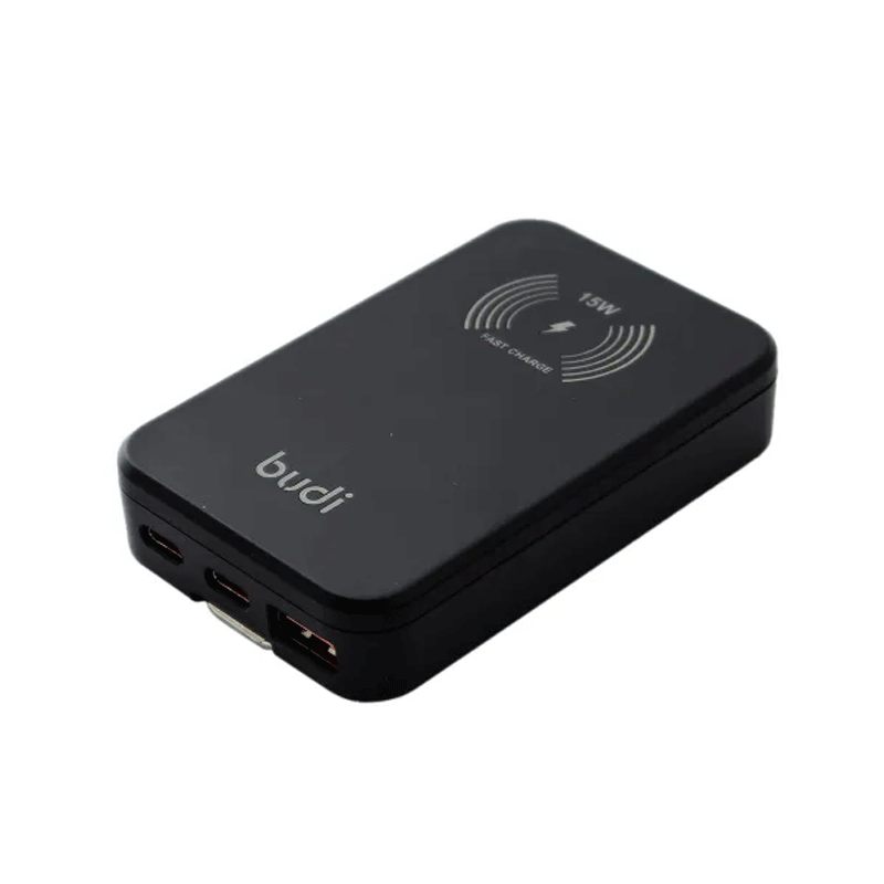 شارژر 30 وات بودی مدل Budi AC336WSB با دو خروجی USB-C، یک خروجی USB و شارژر بی سیم - مشکی 4