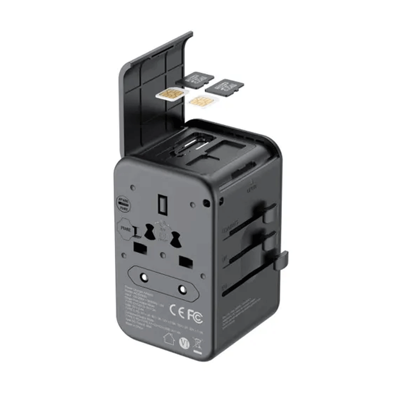 شارژر دیواری 30 وات بودی مدل Budi AC355B30 با یک خروجی USB و چهار خروجی USB-C - مشکی 5