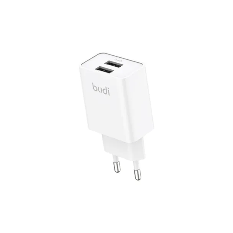 شارژر دیواری 12 وات بودی مدل Budi AC356ETW دو پین با دو خروجی USB به همراه کابل USB به USB-C طول 1 متر - سفید 3