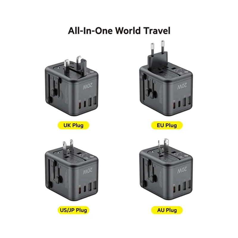 شارژر دیواری 20 وات بودی مدل Budi AC358B20 با 2 خروجی USB و 2 خروجی USB-C دارای سری های مختلف - مشکی اتصال 3