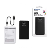 پاوربانک 20000 میلی‌آمپر ای دیتا 18 وات مدل Adata P20000QCD با گارانتی 18 ماهه شرکتی - مشکی