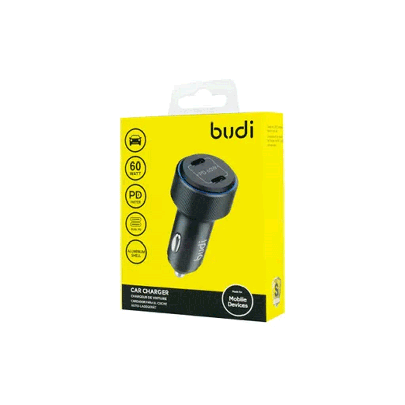 شارژر فندکی 60 وات بودی مدل Budi CC632RB با دو خروجی USB-C - مشکی 5