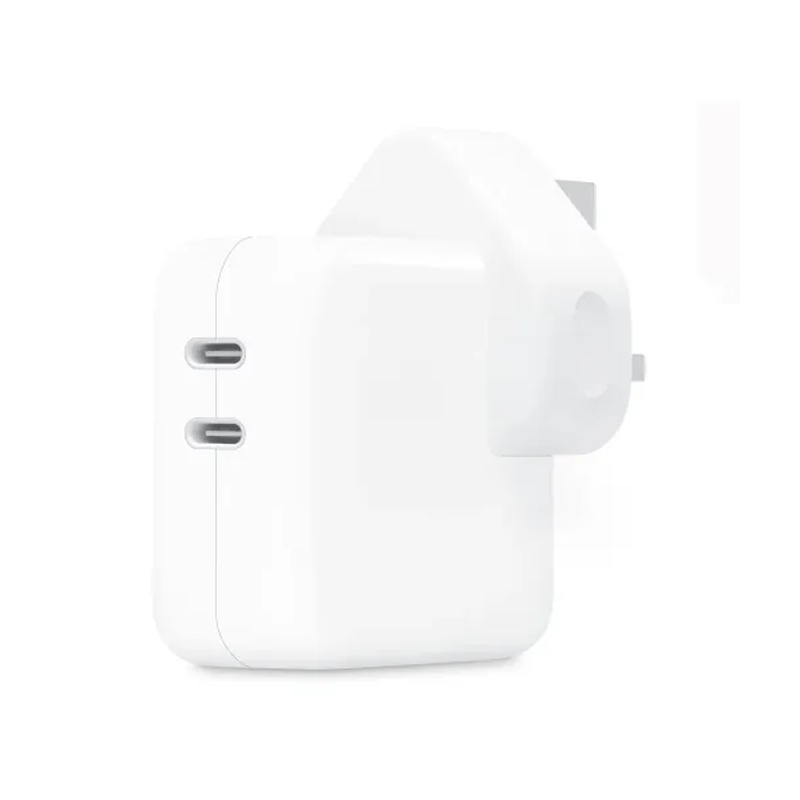 شارژر دیواری 35 وات اپل سه پین مدل Apple A2676 با دو خروجی USB-C (اوریجینال) - سفید