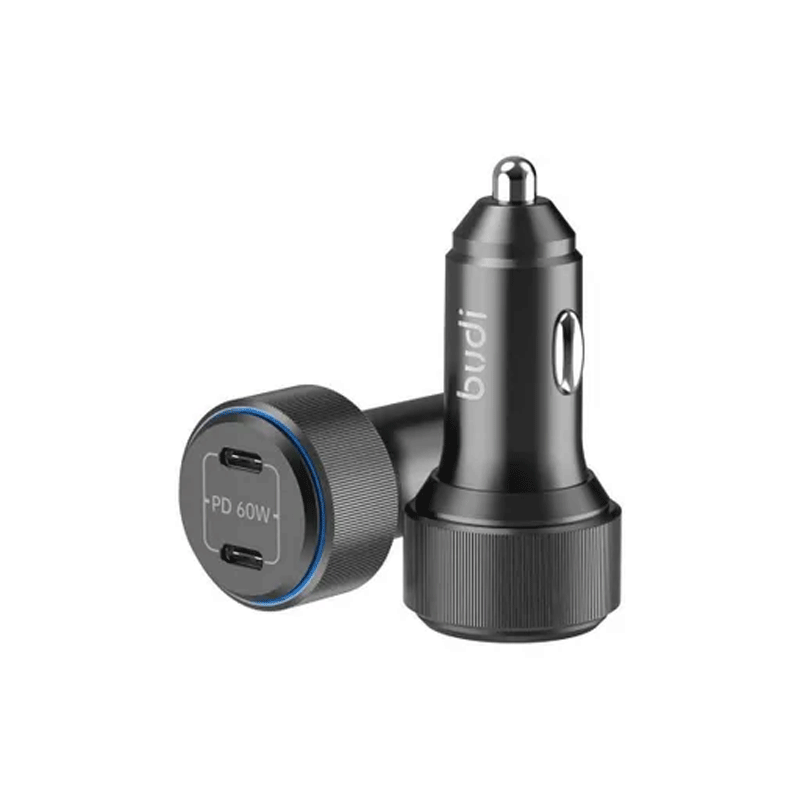 شارژر فندکی 60 وات بودی مدل Budi CC632RB با دو خروجی USB-C - مشکی 2