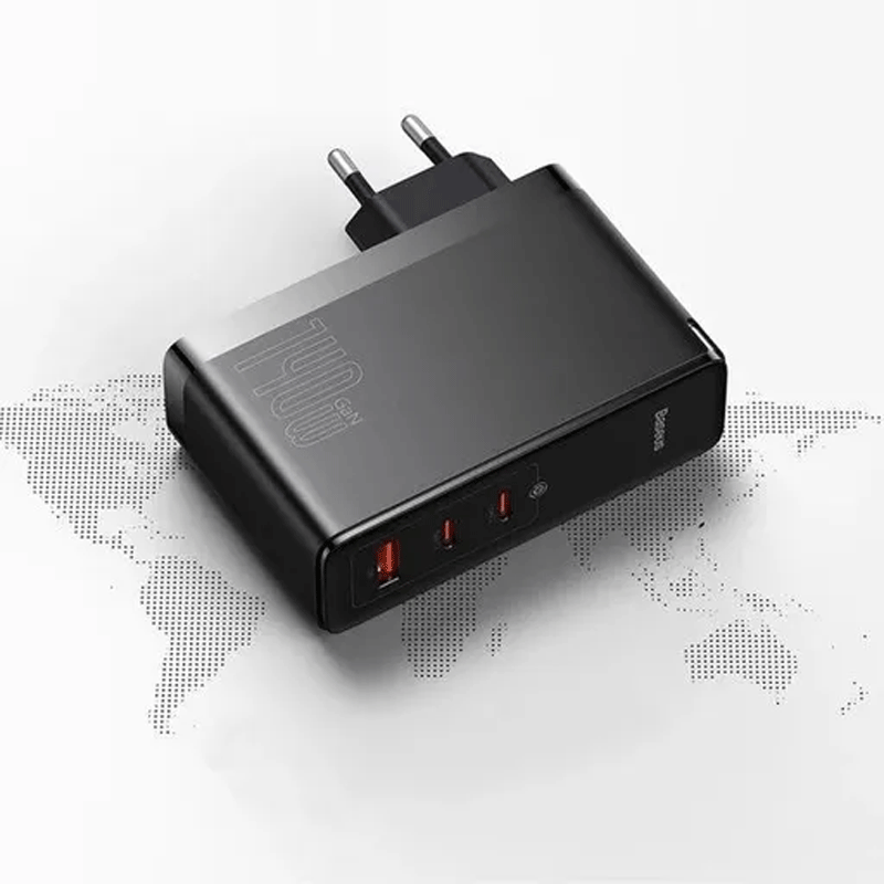 شارژر دیواری 140 وات باسئوس مدل Baseus GaN5 Pro Fast Charger 2C+U 140W EU CCGP10020 با 2 خروجی USB-C و 1 خروجی USB به همراه کابل دو سر USB-C - مشکی 3