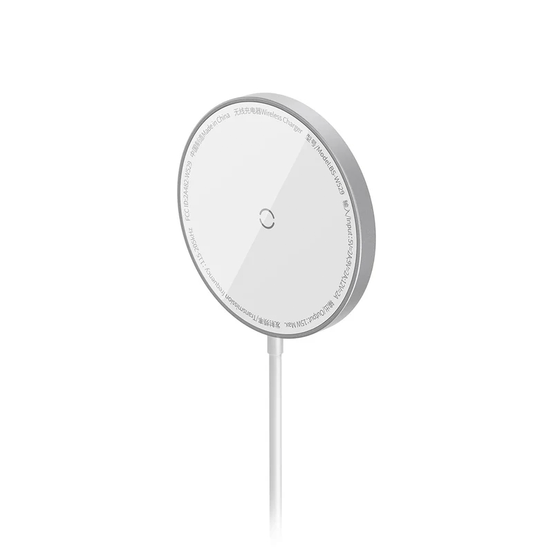 شارژر بی سیم 15 وات باسئوس مدل Baseus Simple Mini3 Magnetic Wireless Charger CCJJ040001 - نقره ای