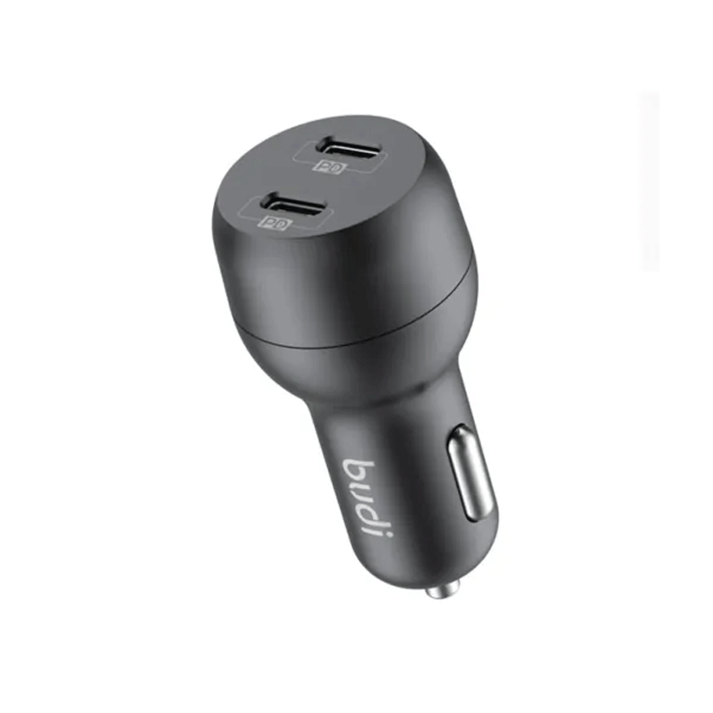 شارژر فندکی 40 وات بودی مدل Budi CC108RB با دو خروجی USB-C - مشکی