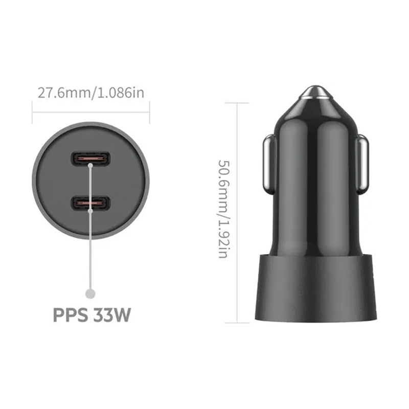 شارژر فندکی 33 وات بودی مدل Budi CC622RTTB با دو خروجی USB-C و کابل شارژ USB-C - مشکی 5