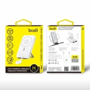 پاوربانک بی سیم بودی 10000 میلی آمپر 20 وات دوکاره مدل Budi PB806W دارای کابل همراه 30 سانتی متری با توان 65 وات با گارانتی 18 ماهه شرکتی (6 ماه تعویض)
