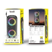 اسپیکر بلوتوثی قابل حمل 40 وات بودی مدل Budi SP08B با گارانتی 18 ماهه شرکتی (6 ماه تعویض) - مشکی